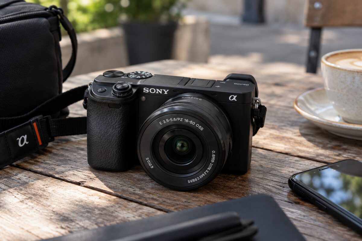 Sony Alpha 6400 avec objectif 16-50 mm OSS en extérieur